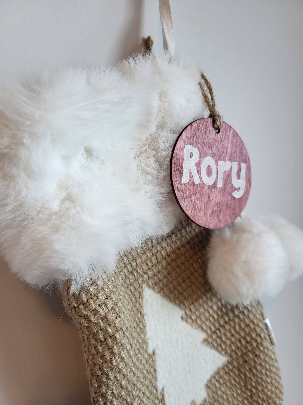 Personalized Wood Christmas Stocking Tags - Small Round Tag