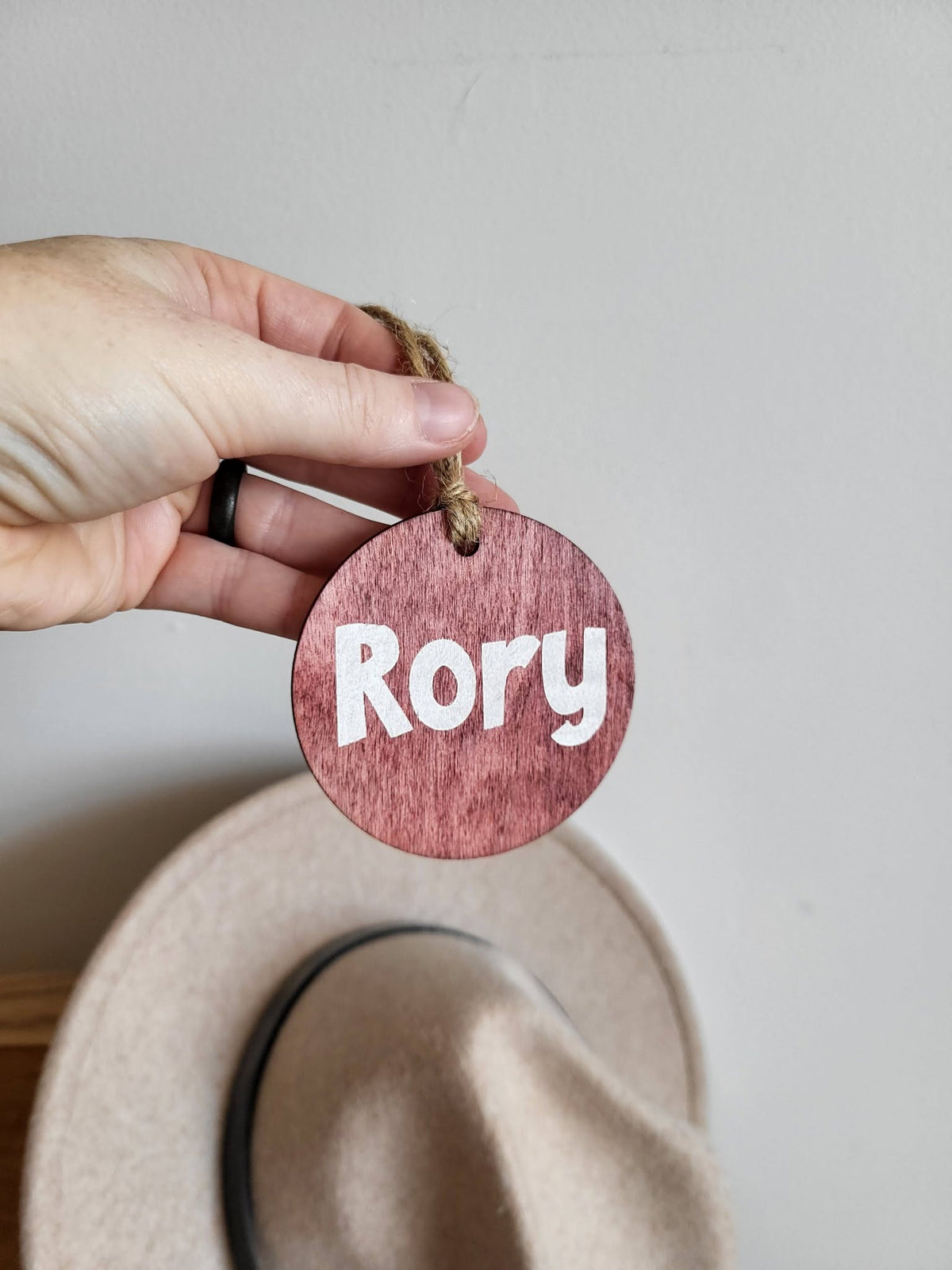 Personalized Wood Christmas Stocking Tags - Small Round Tag