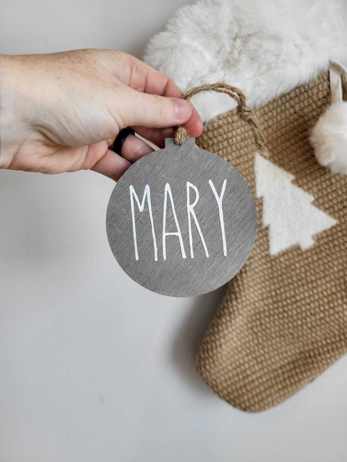 Personalized Wood Christmas Stocking Tags - Large Round Tag