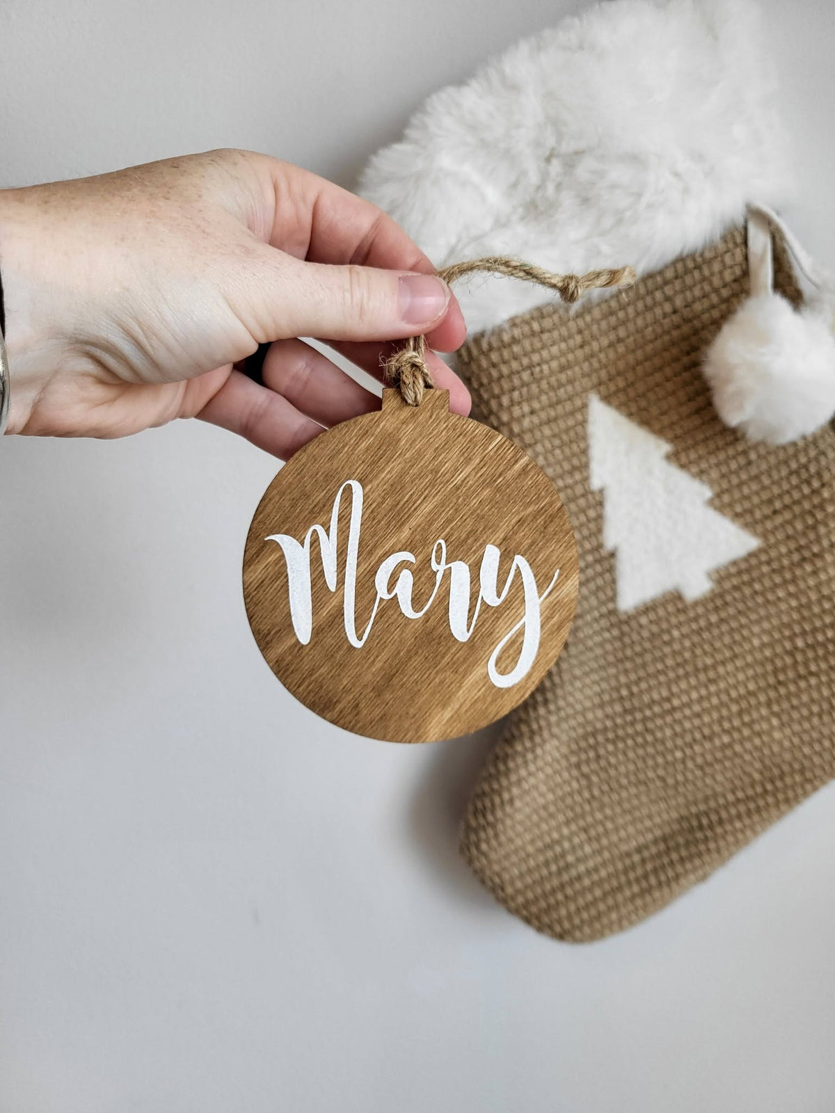 Personalized Wood Christmas Stocking Tags - Large Round Tag