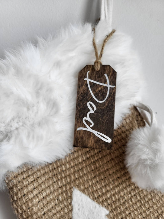 Personalized Wood Christmas Stocking Tags - Small Tag