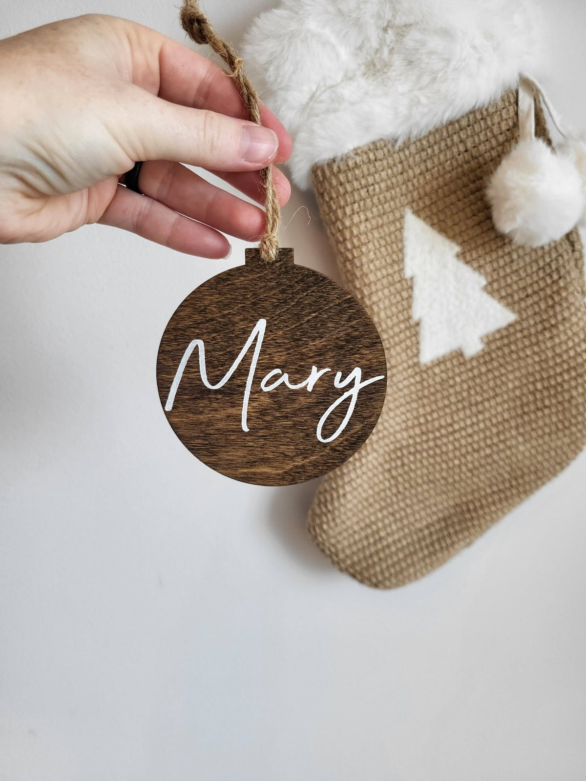 Personalized Wood Christmas Stocking Tags - Large Round Tag