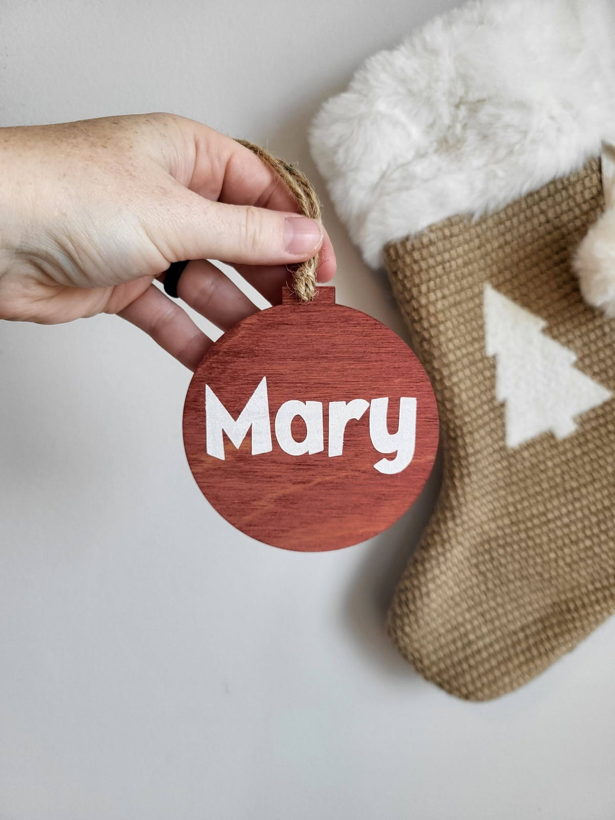 Personalized Wood Christmas Stocking Tags - Large Round Tag