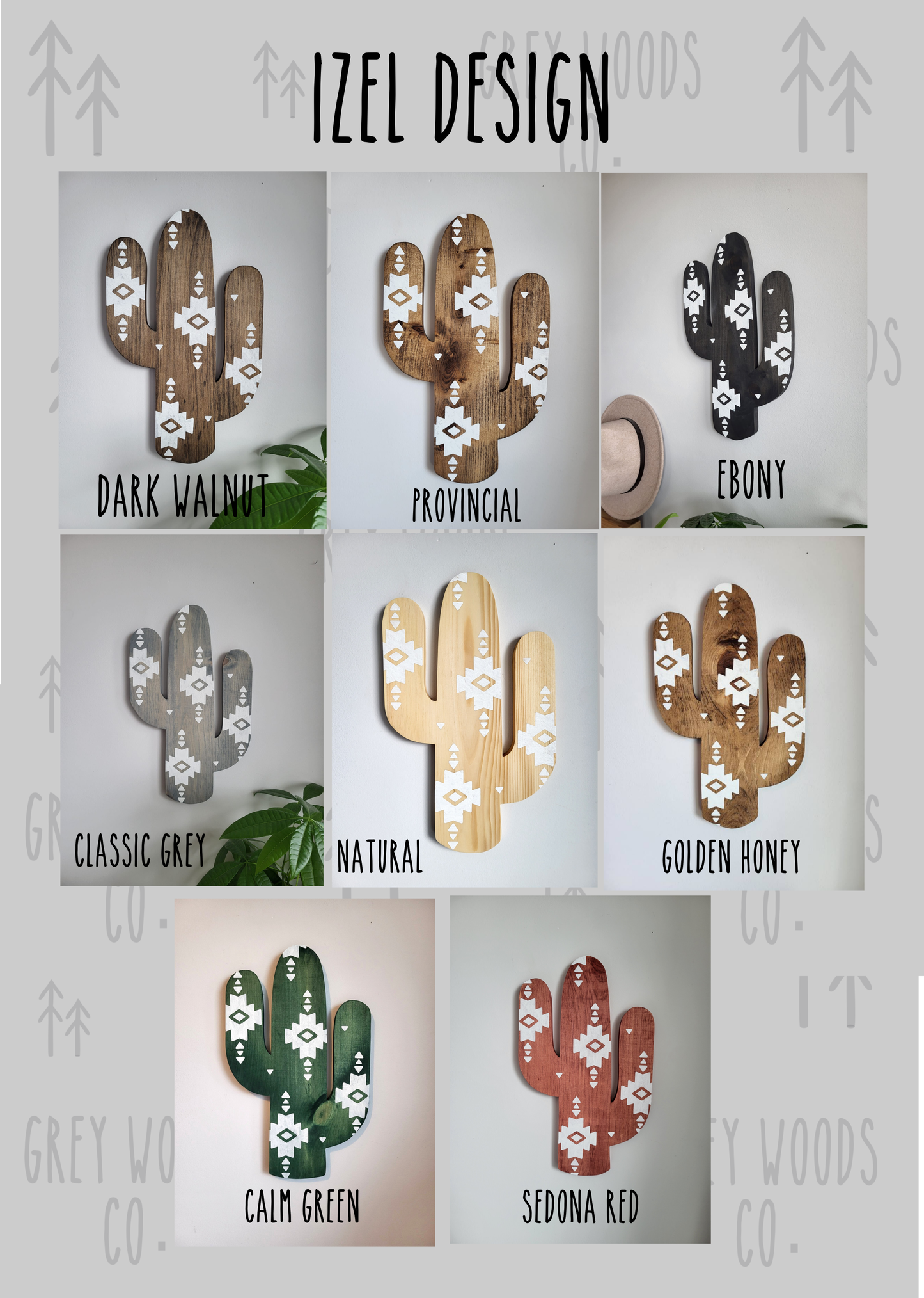 Aztec Wood Cactus Cutout with Izel Design